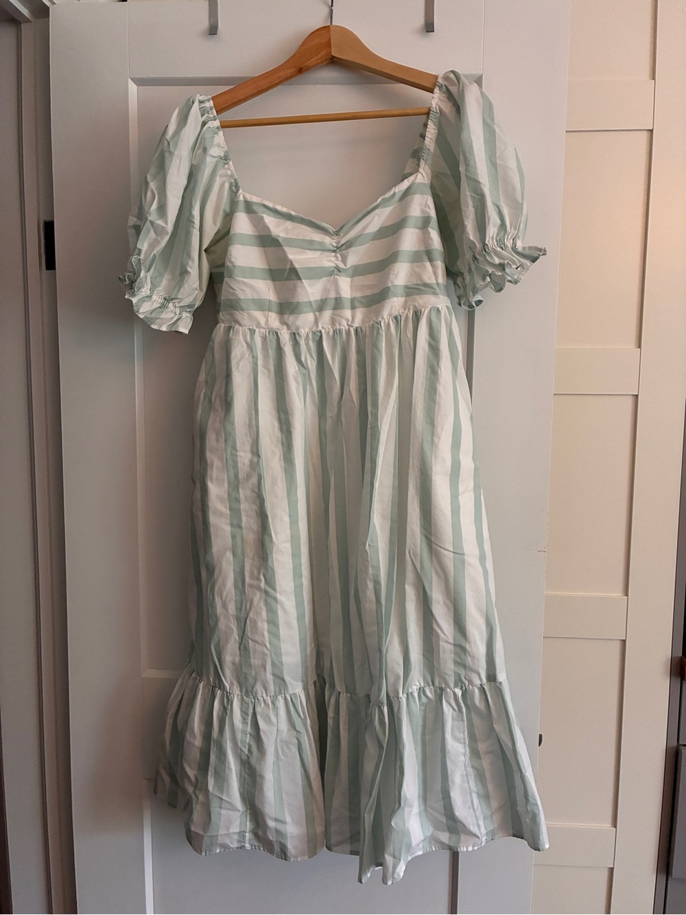 Abercrombie & Fitch Mint Green and White Striped Midi Dress
